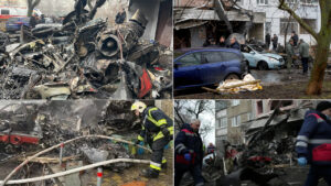 Helicopter crashes into kindergarten, a building in Ukraine's Brovary