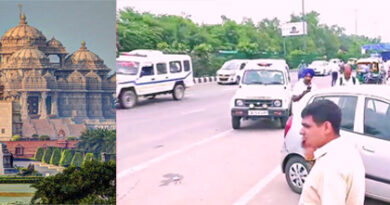 अक्षरधाम मंदिर के पास बदमाशों ने दिनदहाड़े पुलिस की गाड़ी पर की फायरिंग