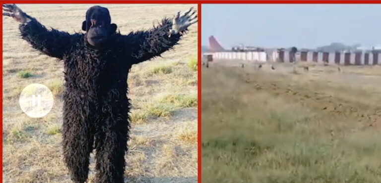 अहमदाबाद: एयरपोर्ट से बंदरों को खदेड़ने के लिए कर्मचारी को बनाया “भालू”