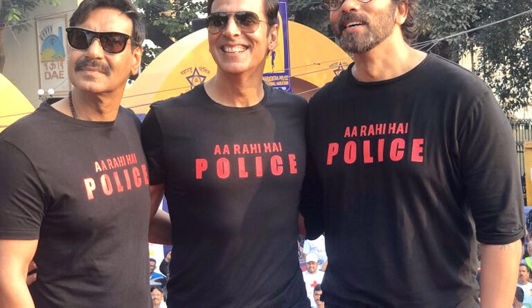 महाराष्ट्र पुलिस मैराथन में शामिल हुए अक्षय, अजय और रोहित शेट्टी
