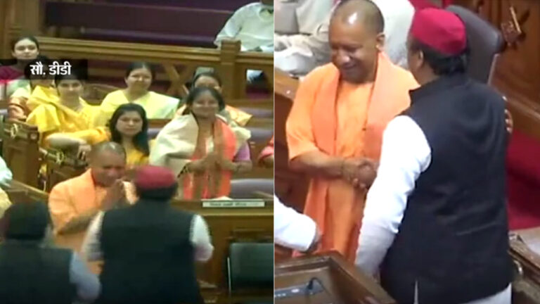 विधानसभा में विधायकों ने ली शपथ: योगी ने अखिलेश से मिलाया हाथ, शपथ के बाद अखिलेश बोले- सकारात्मक होगी विपक्ष की भूमिका