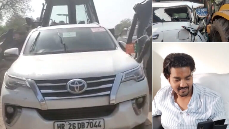 बाल-बाल बचे यूपी के डिप्टी सीएम केशव प्रसाद मौर्य के बेटे योगेश; बुलडोजर से टकराई कार
