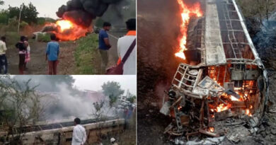 कर्नाटक में टक्कर के बाद बस में लगी आग; सात यात्री जिंदा जले, दर्जनों की हालत गंभीर