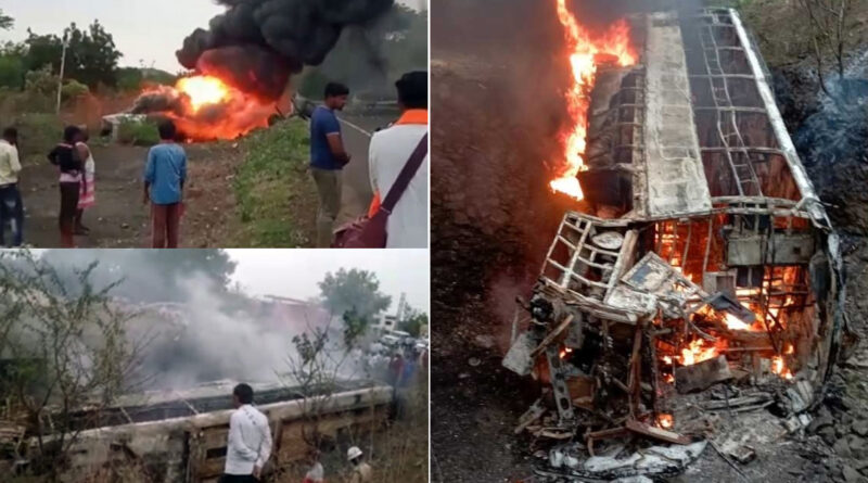 कर्नाटक में टक्कर के बाद बस में लगी आग; सात यात्री जिंदा जले, दर्जनों की हालत गंभीर