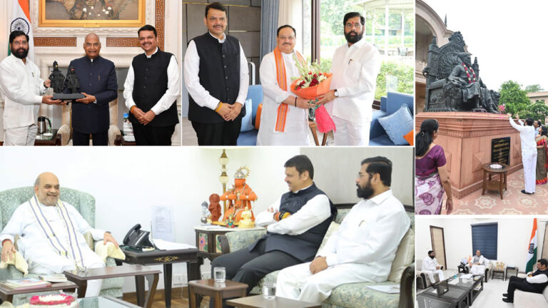 महाराष्ट्र मंत्रिमंडल के विस्तार की चर्चा के लिए दिल्ली दरबार पहुंचे सीएम एकनाथ शिंदे और डिप्टी सीएम फडणवीस