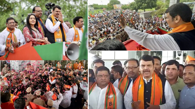 फडणवीस डिप्टी सीएम बनने के बाद पहली बार पहुंचे नागपुर, पत्नी अमृता के साथ क‍िया रोड शो!