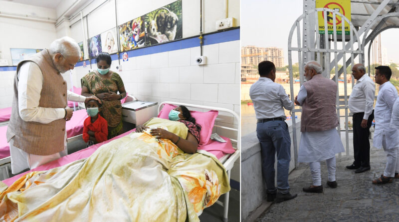 पीएम मोदी ने किया मोरबी घटनास्थल का दौरा, पीड़ितों को हर संभव मदद देने के निर्देश दिए
