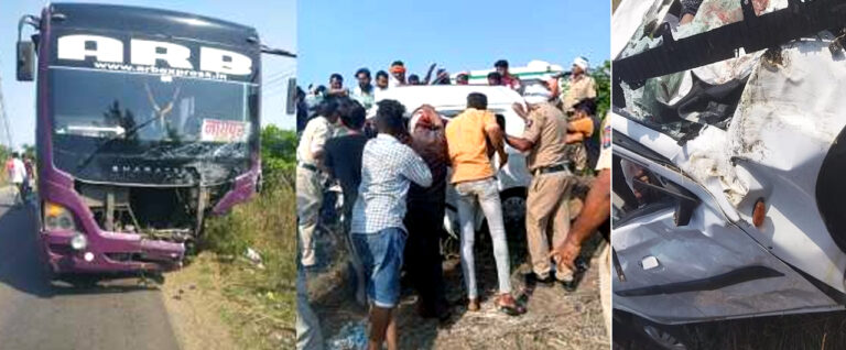 महाराष्ट्र: चंद्रपुर में बस-कार की भीषण टक्कर में छह लोगों की दर्दनाक मौत; फंसे शव निकालने के लिए काटी गई गाड़ी