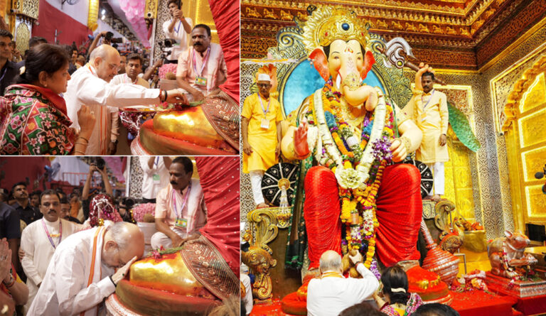 amit shah visit lalbaugcha raja